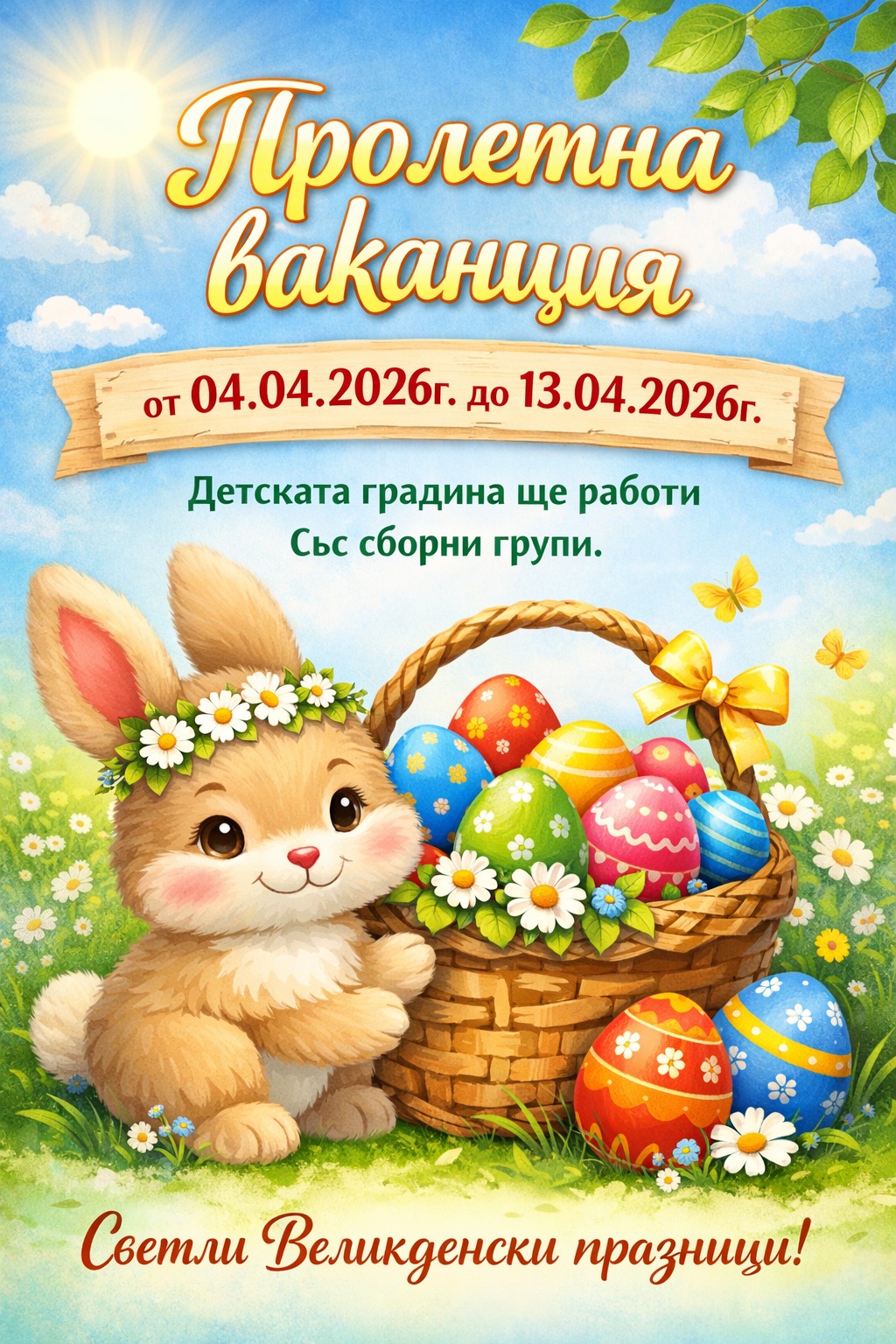 Пролетна ваканция - ДГ Елица - Сливен